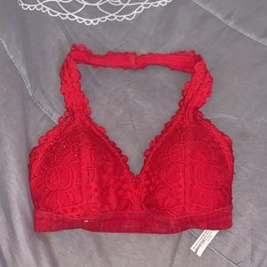 red bralette